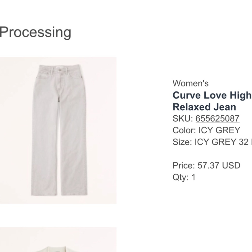 Abercrombie & Fitch Curve Love High Rise Jeans in Light Gray